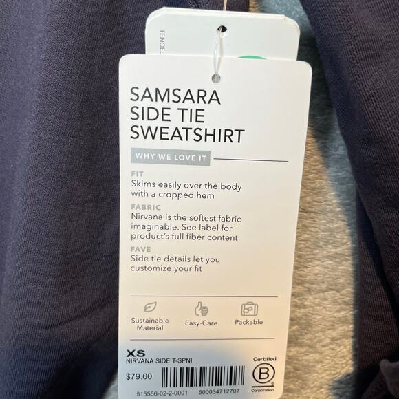 Athleta Samsara Side Tie Sweatshirt Size XS‎ Tencel Blend New Gray - Picture 6 of 8